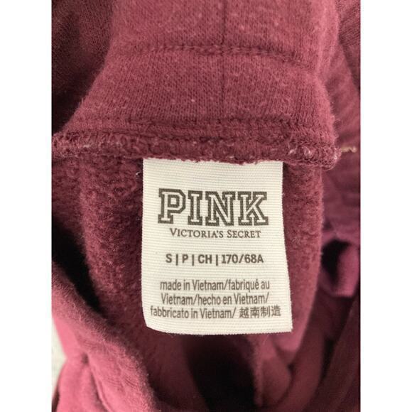 Victoria's Secret Pink Burgundy Skinny‎ Jogger Sweatpants S Elastic Drawstring - Picture 2 of 8